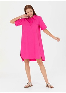Однотонное розовое женское платье ниже колена с рубашечным воротником U.S. Polo Assn.
