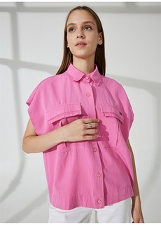 Комфортная однотонная розовая женская рубашка с рубашечным воротником U.S. Polo Assn.