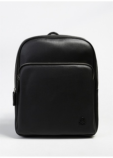 Кожаный черный мужской рюкзак United Colors of Benetton