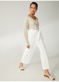 Удобные белые женские брюки с нормальной талией Didem Soydan X Fabrika