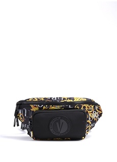 Мужская поясная сумка черно-золотого цвета Versace Jeans Couture