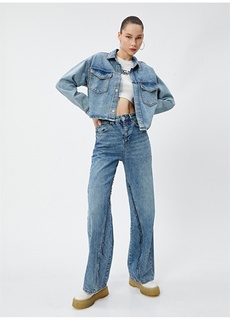 Женская джинсовая куртка цвета светло-индиго Koton