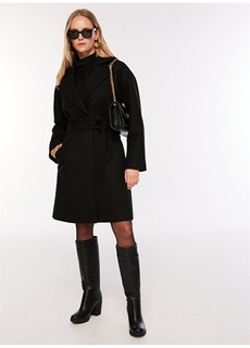 Черное женское базовое кашемировое пальто с шалевым воротником Fabrika Comfort
