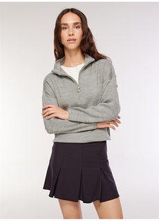 Однотонный серый меланжевый женский свитер с воротником-молнией Fabrika ФАБРИКА