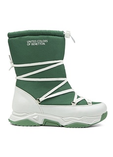 Зелено-белые женские зимние ботинки United Colors of Benetton