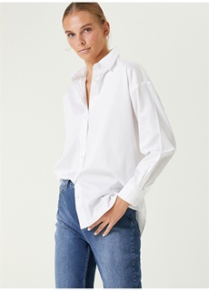 Белая женская рубашка с широким воротником Network