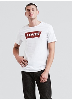 Белая мужская футболка с круглым вырезом и коротким рукавом с принтом и графическим принтом Levis