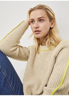 Женский однотонный меланжевый свитер с круглым вырезом JJXX