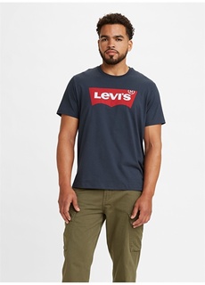 Мужская темно-синяя футболка с круглым вырезом Levis