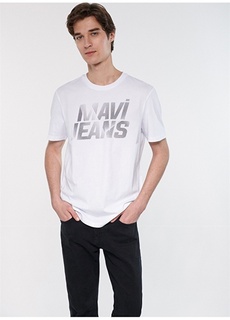 Простая белая мужская футболка с круглым вырезом Mavi