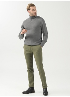 Мужские брюки узкого кроя цвета хаки с нормальной талией Beymen Business