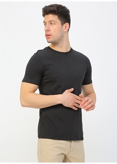 Простая черная мужская футболка с круглым вырезом и нормальным узором Jack &amp; Jones