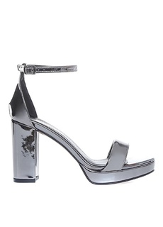 Серебряные женские туфли на толстом каблуке Pierre Cardin