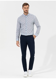 Мужские брюки узкого кроя темно-синего цвета с нормальной талией и нормальными штанинами Pierre Cardin