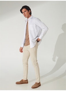 Бежевые мужские брюки чинос с нормальной талией и нормальными штанинами People By Fabrika