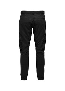 Черные мужские брюки-карго с эластичной резинкой Only &amp; Sons