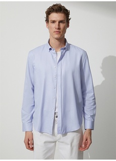 Оксфордская синяя мужская рубашка с воротником на пуговицах People By Fabrika
