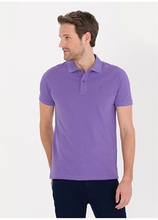 Однотонная мужская футболка-поло фиолетового цвета Pierre Cardin