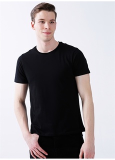 Однотонная черная мужская футболка с круглым вырезом Limon