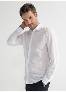 Простая белая мужская рубашка с рубашечным воротником Fabrika ФАБРИКА
