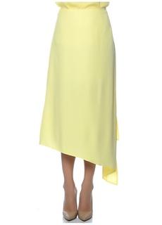 Желтая широкая женская юбка миди длины с ремешками House Of Camellia