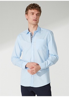 Обычная синяя мужская рубашка с воротником на пуговицах People By Fabrika