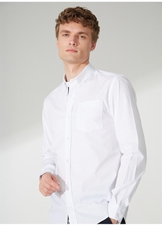 Обычная белая мужская рубашка с воротником на пуговицах People By Fabrika