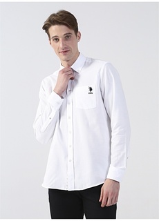 Рубашка белая мужская с воротником на пуговицах U.S. Polo Assn.