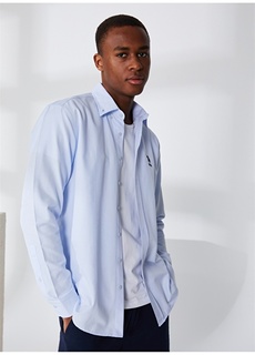 Голубая мужская рубашка стандартного кроя с воротником на пуговицах U.S. Polo Assn.