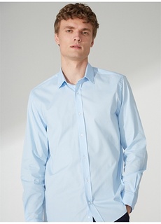 Обычная синяя мужская рубашка с воротником на пуговицах People By Fabrika