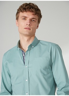 Обычная зеленая мужская рубашка с воротником на пуговицах People By Fabrika