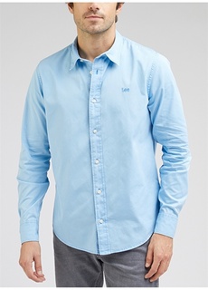 Голубая мужская рубашка обычного кроя Lee