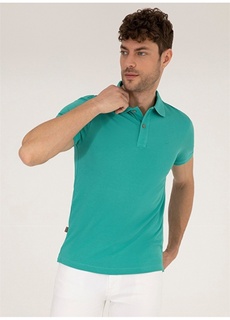 Однотонная зеленая мужская футболка-поло Pierre Cardin