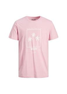Однотонная розовая мужская футболка с круглым вырезом Jack &amp; Jones