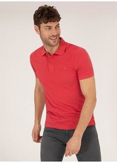 Однотонная красная мужская футболка-поло Pierre Cardin