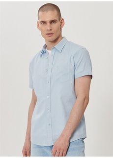Голубая мужская рубашка из смесового льна Wrangler