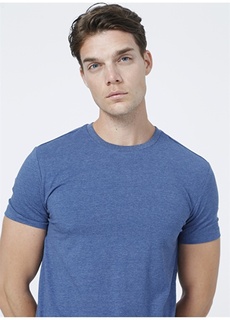 Однотонная мужская футболка цвета индиго с круглым вырезом Limon