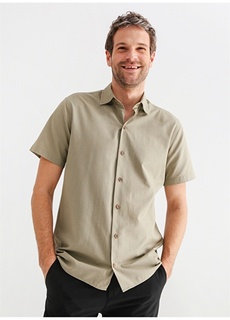 Мужская рубашка цвета хаки с коротким рукавом Fabrika Comfort