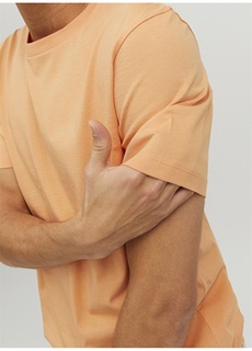 Однотонная оранжевая мужская футболка с круглым вырезом Jack &amp; Jones