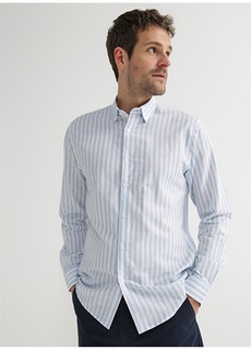 Синяя мужская рубашка в полоску с рубашечным воротником Fabrika Comfort