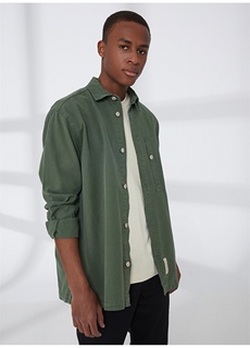 Простая темно-зеленая мужская рубашка с рубашечным воротником Aeropostale