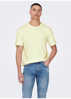 Однотонная желтая мужская футболка с круглым вырезом Only &amp; Sons