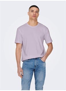 Однотонная светло-фиолетовая мужская футболка с круглым вырезом Only &amp; Sons