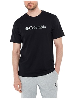 Черная мужская футболка с круглым вырезом и принтом Columbia
