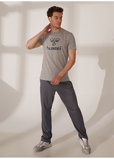 Серая мужская футболка с круглым воротником Hummel