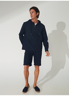 Базовая мужская рубашка в полоску с воротником с капюшоном, темно-синяя Fabrika ФАБРИКА