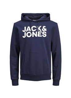 Темно-синяя мужская толстовка с капюшоном и принтом Jack &amp; Jones