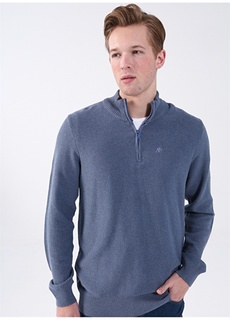 Однотонный мужской свитер цвета индиго с воротником-стойкой Aeropostale