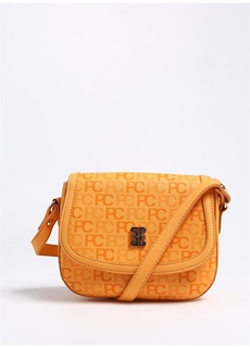 Кожаная светло-оранжевая женская сумка через плечо Pierre Cardin