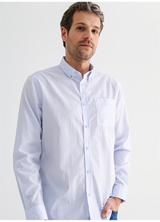 Синяя мужская рубашка в полоску с воротником Fabrika Comfort
